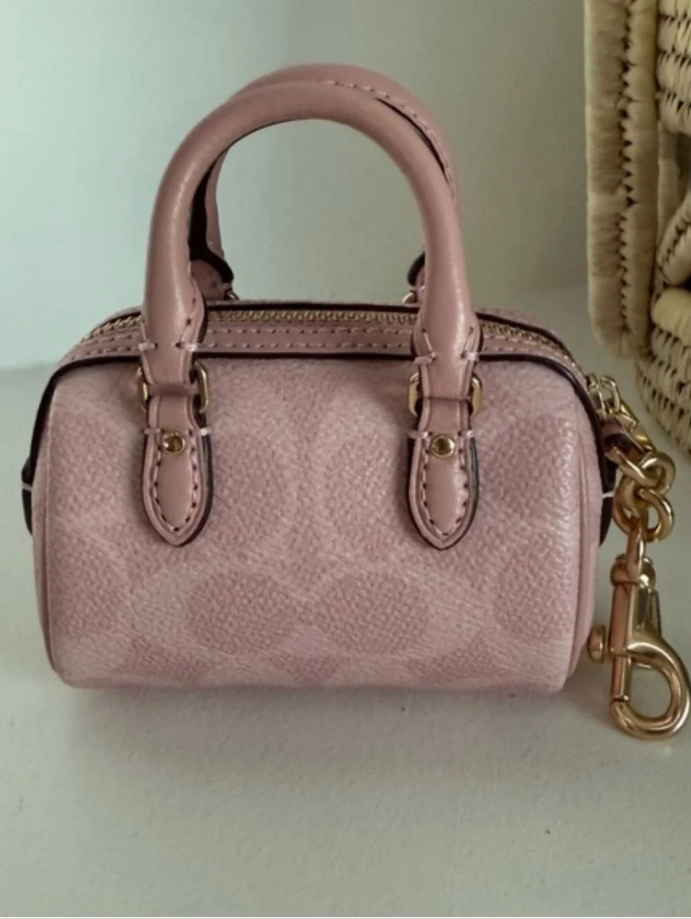 Coach Signature Mini Rowan Charm in Powder Pink - Picture 3 of 5